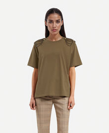 The Kooples FEMME KAKI t-shirt avec chaînes kaki
