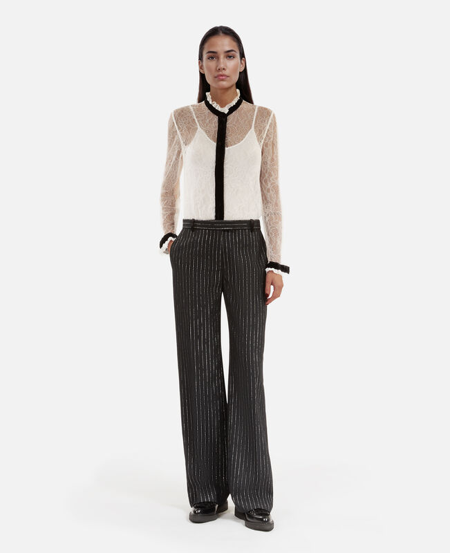 The Kooples FEMME BLACK pantalon tailleur droit à rayures noir