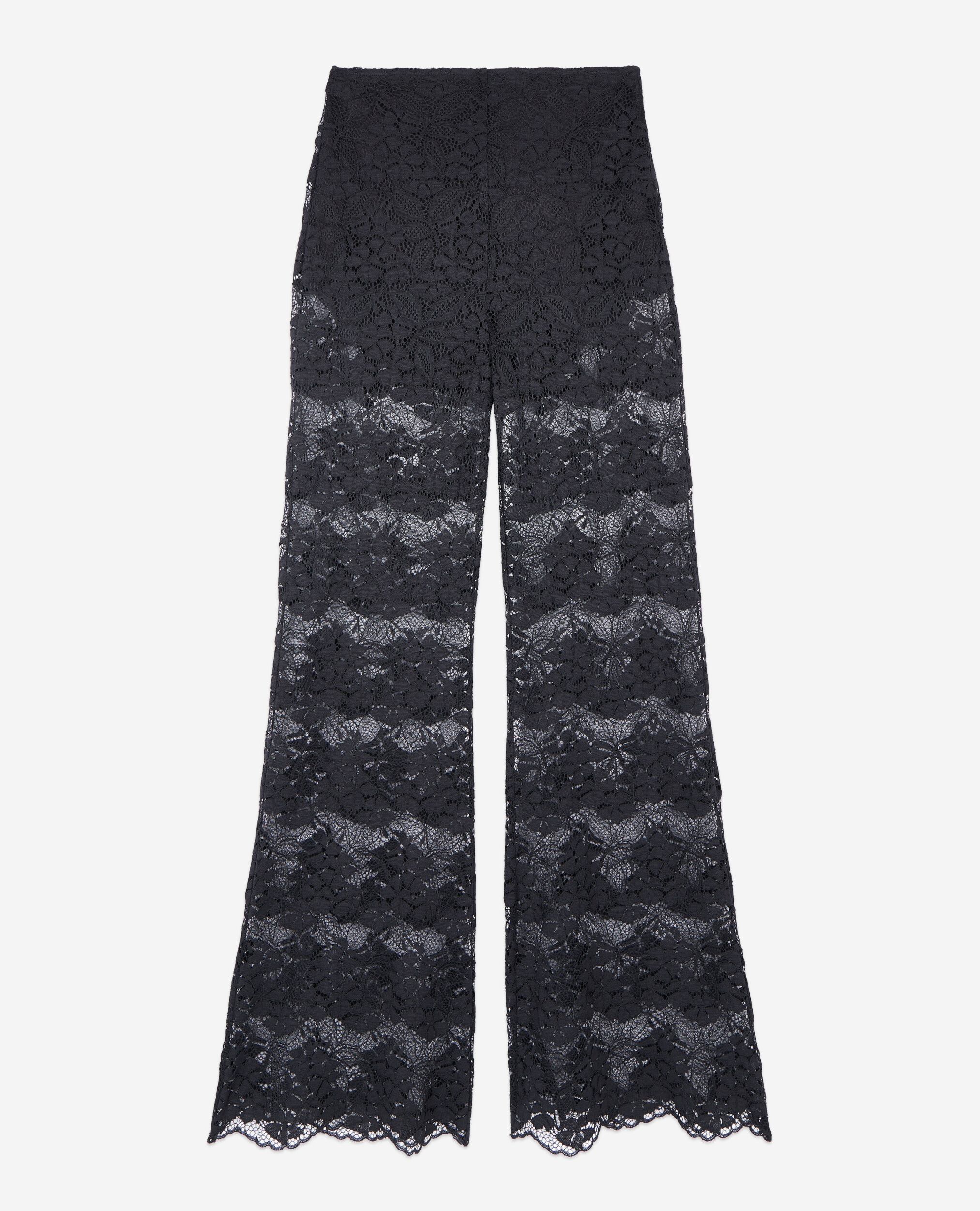 Pantalon flare en dentelle noir, BLACK, hi-res image number null