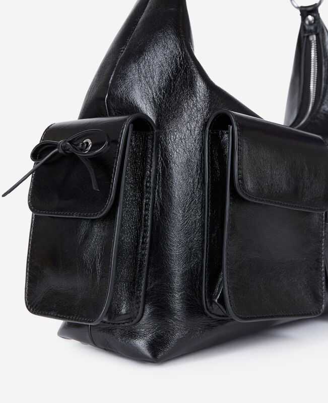 The Kooples FEMME BLACK sac amelia xl en cuir noir