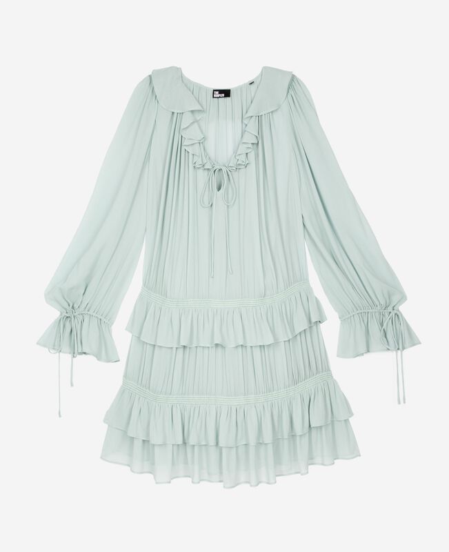 The Kooples FEMME BLUE/GREEN robe courte avec volants bleu