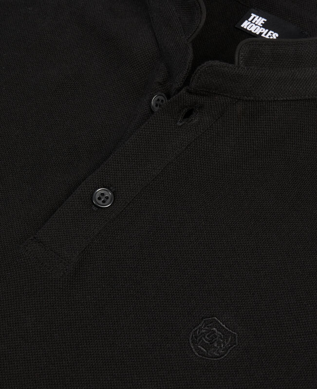 The Kooples HOMME BLACK polo en coton piqué noir