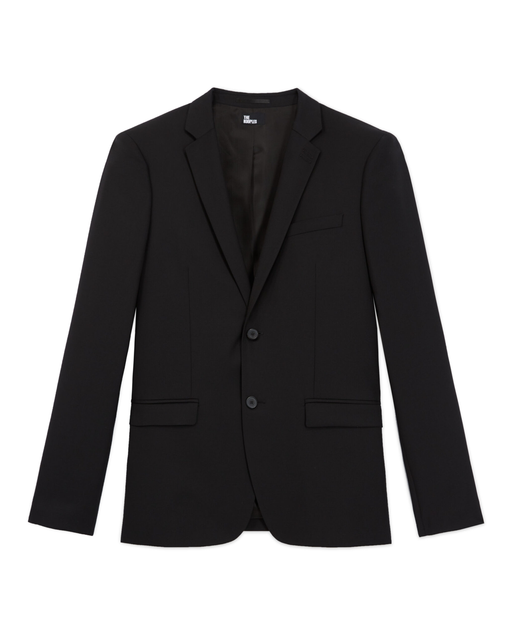 Veste de costume en laine noire coupe tailleur ajustée, BLACK, hi-res image number null