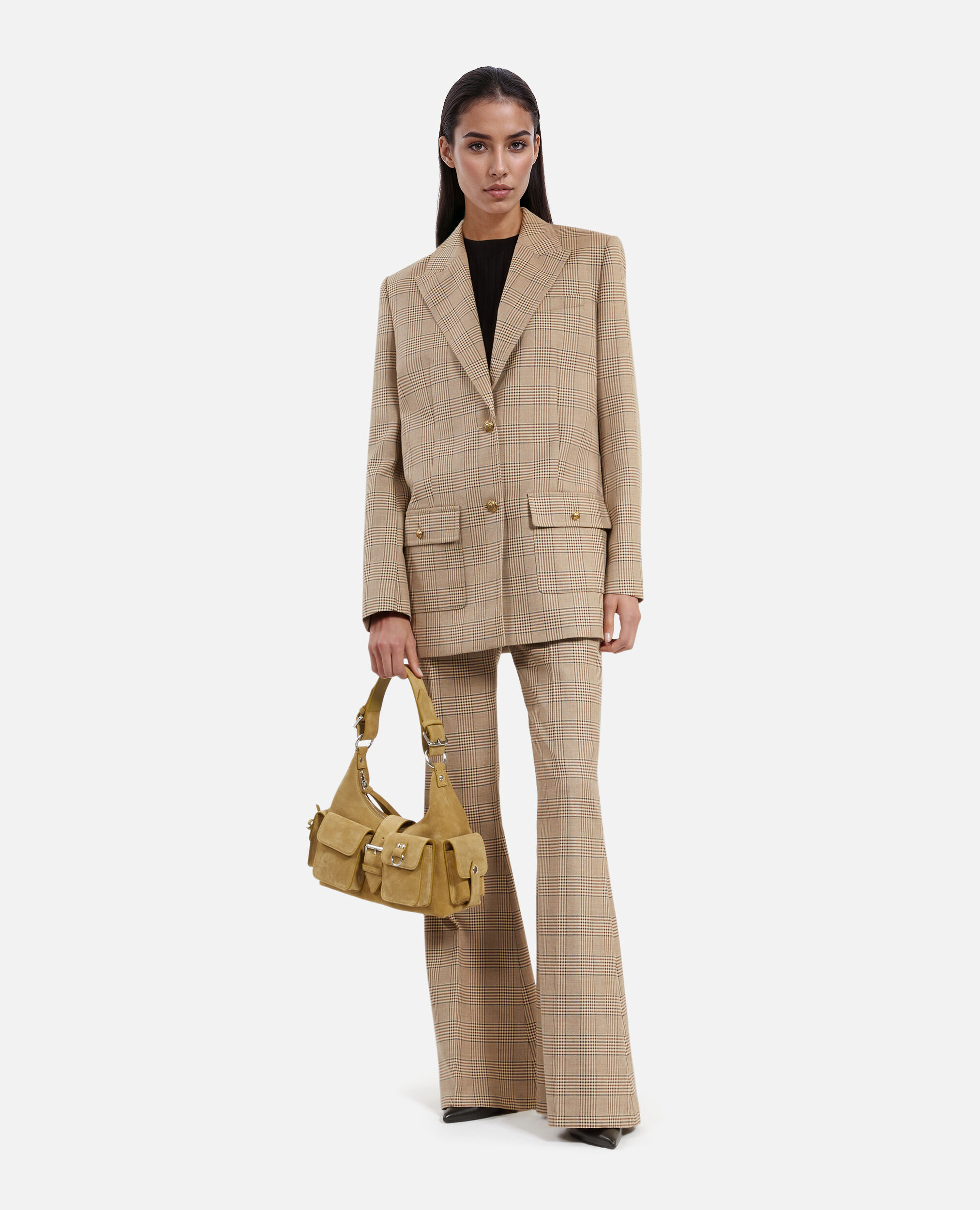 Veste tailleur en laine Prince de Galles beige, BEIGE-BROWN, hi-res image number null