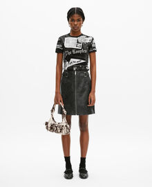 The Kooples FEMME BLACK STONE jupe courte zippée en cuir noire
