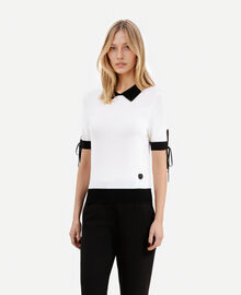 The Kooples FEMME BLACK-ECRU pull manches courtes en laine écru