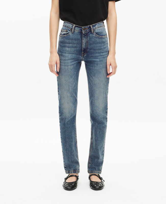 The Kooples FEMME USED RAPIECE jean slim bleu délavé