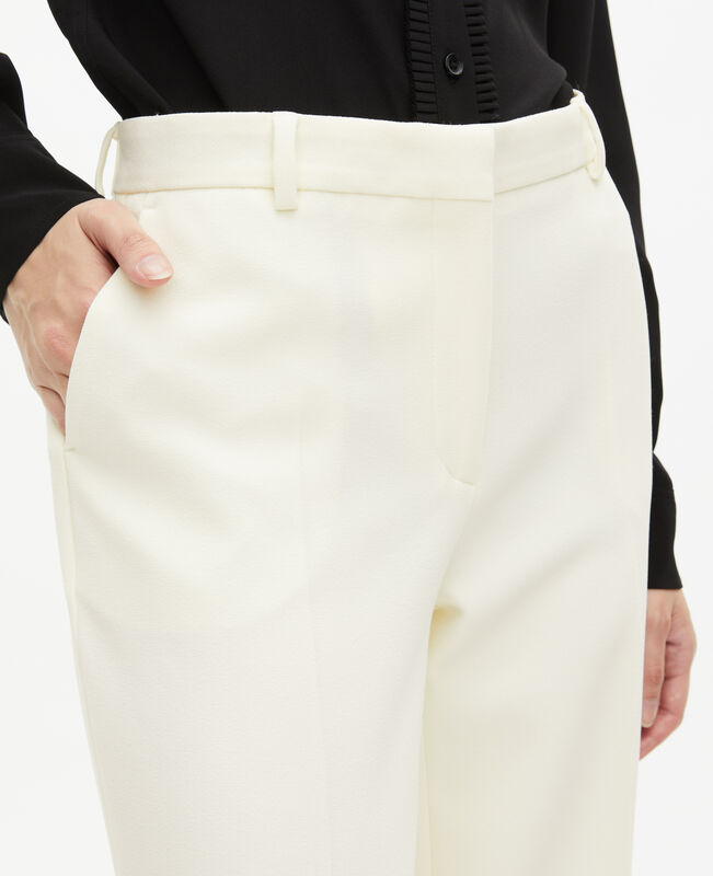 The Kooples FEMME ECRU pantalon tailleur en crêpe coupe droite écru