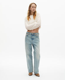 The Kooples FEMME ECRU pull court ajouré en coton mélangé ecru