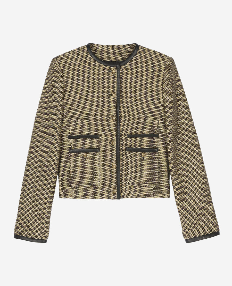 The Kooples FEMME BLACK / GOLD veste courte noire et dorée