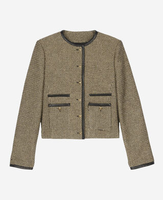 The Kooples FEMME BLACK / GOLD veste courte noire et dorée