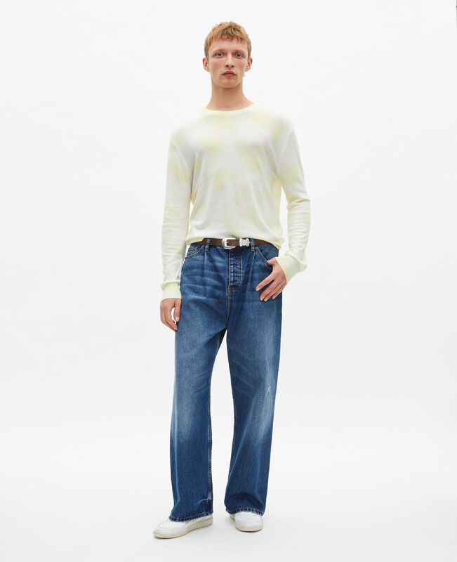 The Kooples HOMME YELLOW - ECRU pull en laine mérinos tie and dye jaune