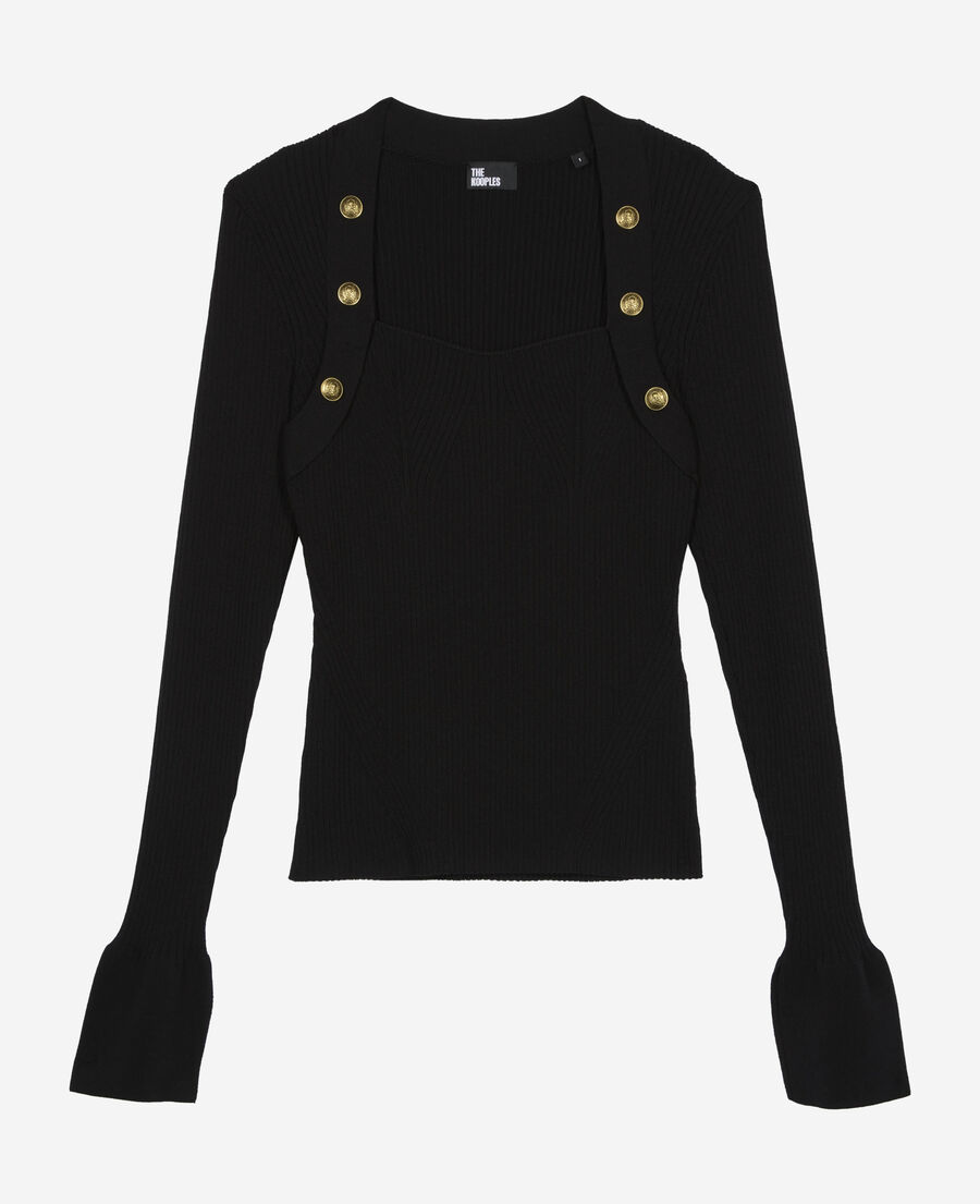 The Kooples WOMEN BLACK black rib knit sweater