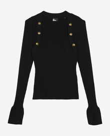 The Kooples FEMME BLACK pull en maille côtelée noir