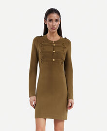 The Kooples FEMME KAKI robe courte style officier en maille kaki