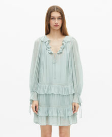 The Kooples FEMME BLUE/GREEN robe courte avec volants bleu