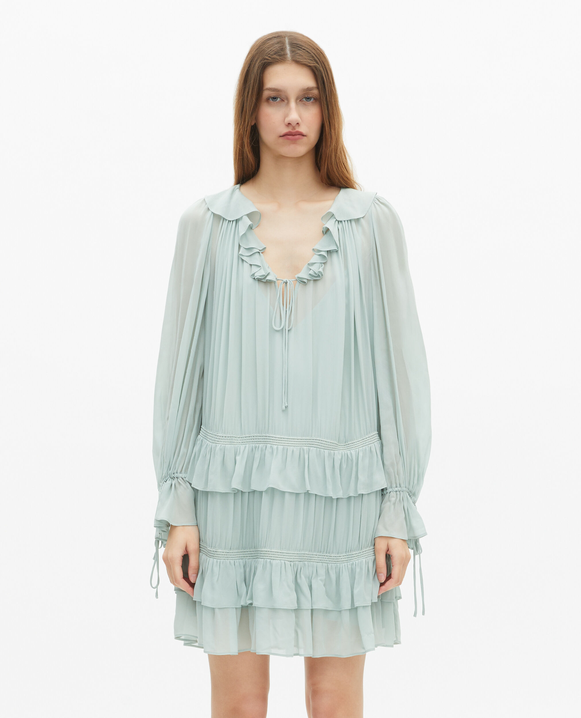 Robe courte avec volants bleu, BLUE/GREEN, hi-res image number null