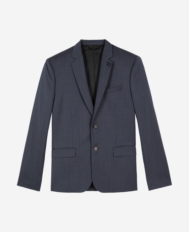 The Kooples HOMME BLUE veste de costume en laine à rayures bleue