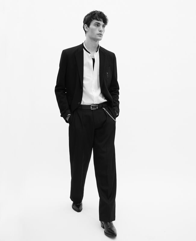 The Kooples HOMME BLACK veste droite en laine piquée noire
