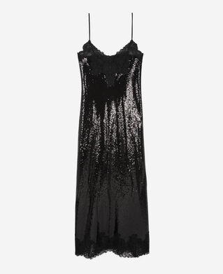 The Kooples WOMEN BLACK black sequinned long babydoll dress