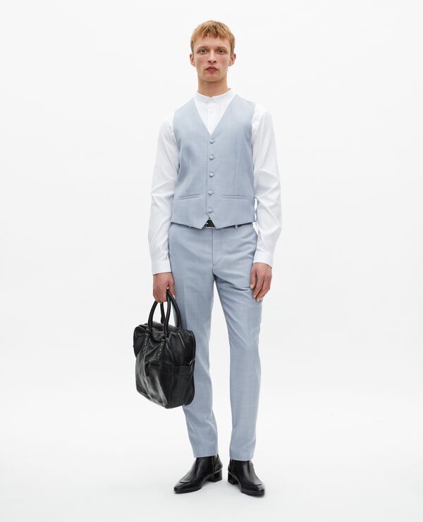The Kooples HOMME BLUE gilet de costume en laine coupe ajustée bleu clair