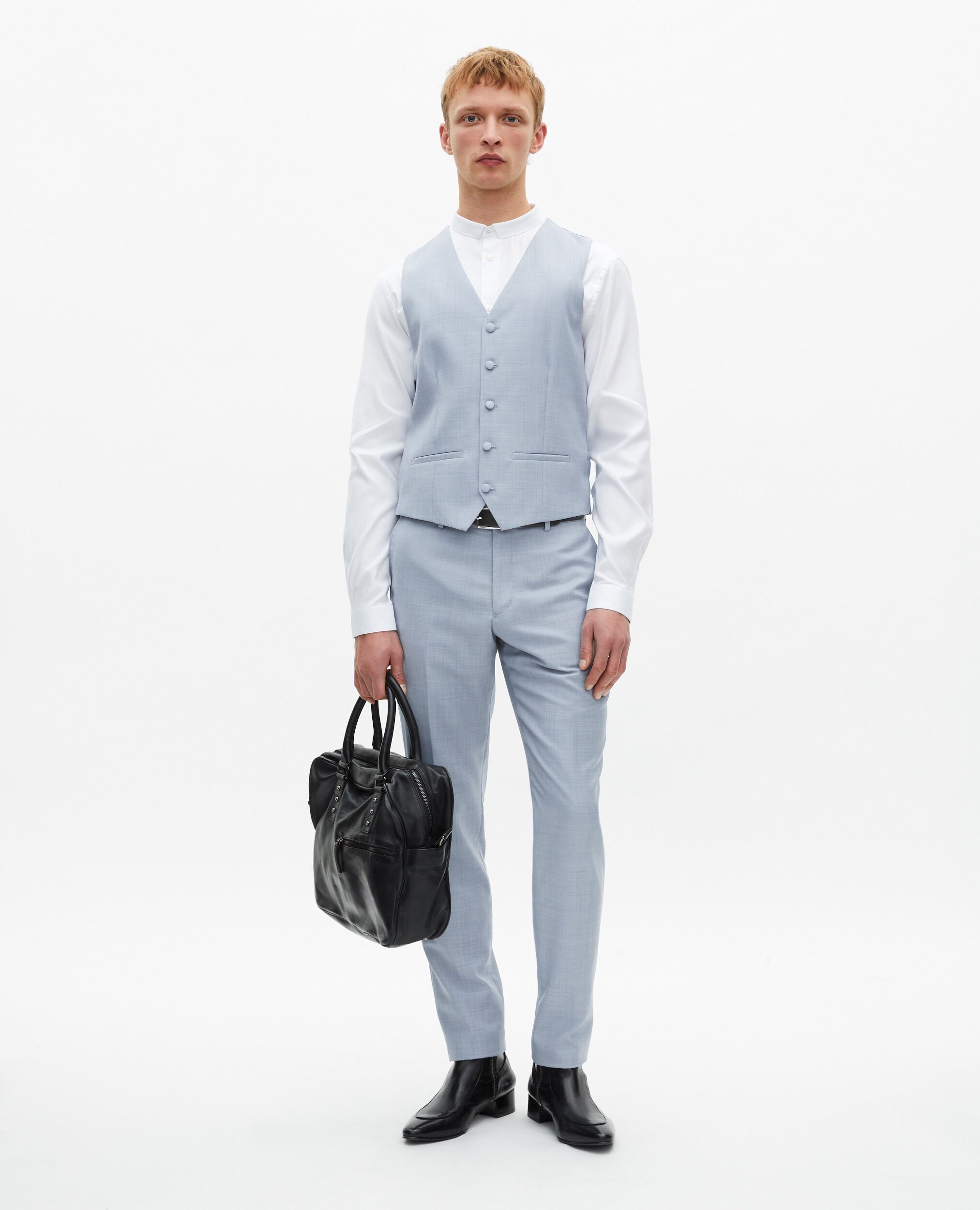 Gilet de costume en laine coupe ajustée bleu clair, BLUE, hi-res image number null