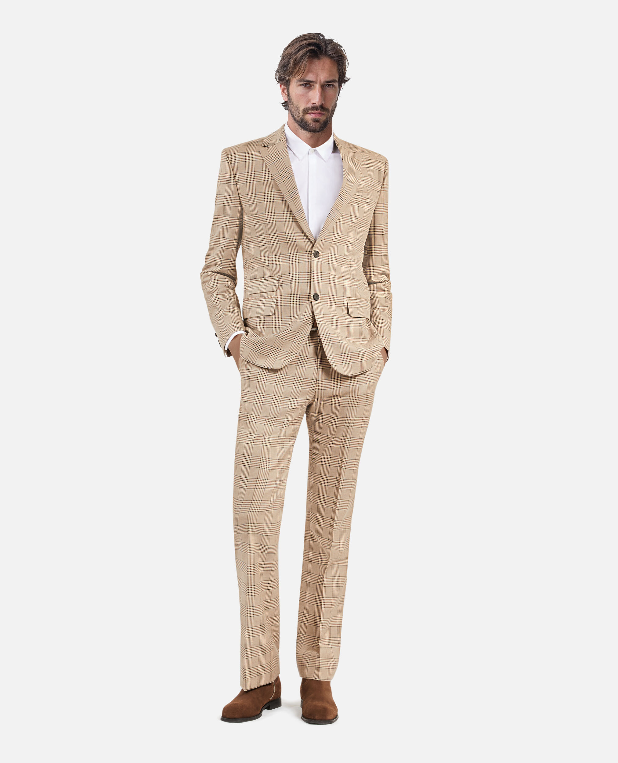 Veste de costume prince de Galles beige, BEIGE-BROWN, hi-res image number null