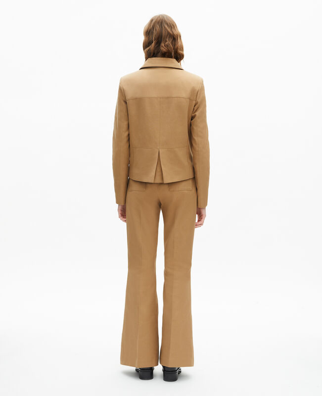 The Kooples FEMME BEIGE veste courte en coton et lin beige