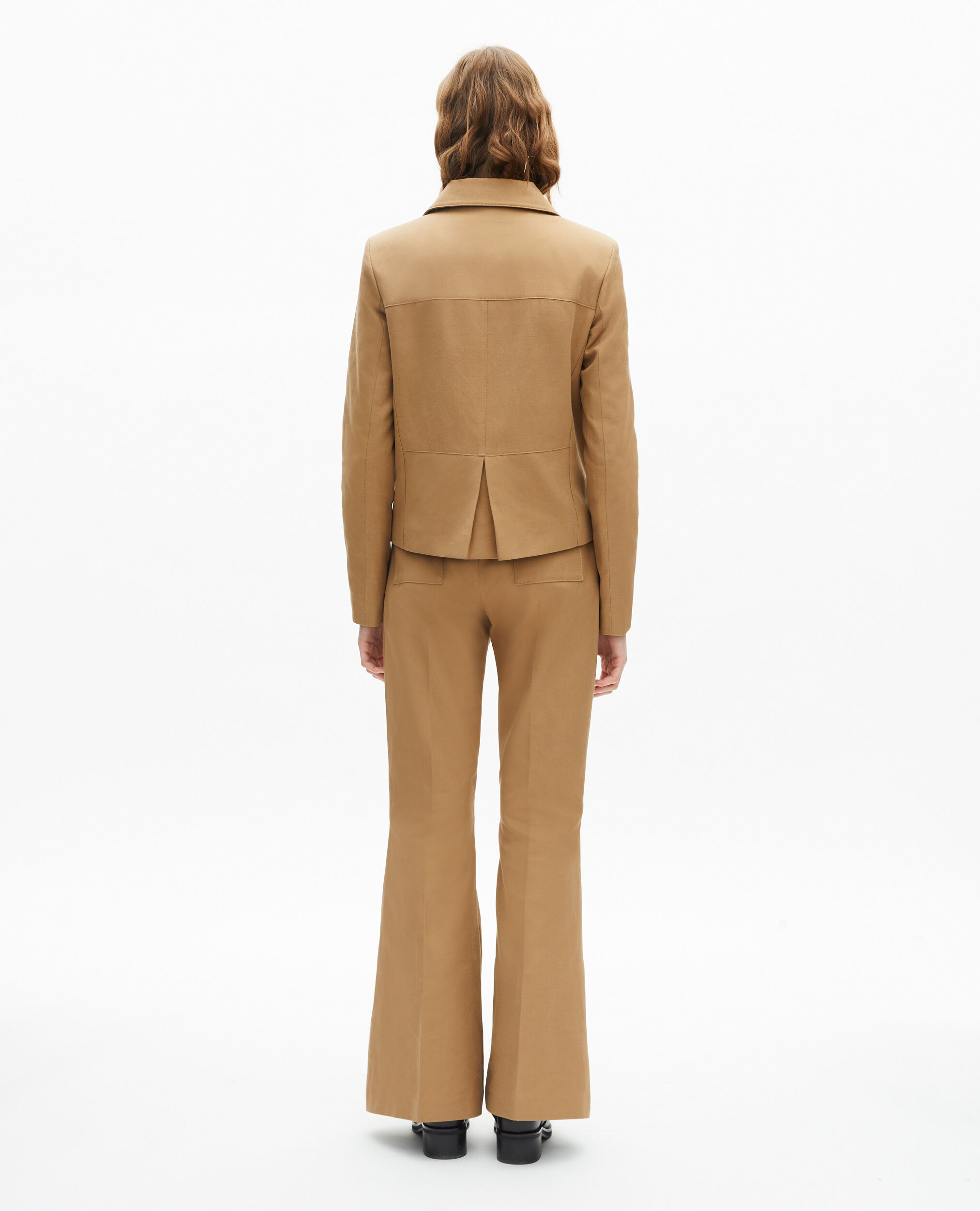 Veste courte en coton et lin beige, BEIGE, hi-res image number null
