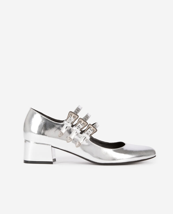 The Kooples FEMME SILVER babies à talons en cuir argenté