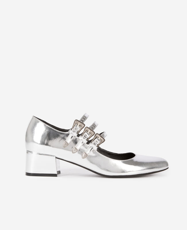 The Kooples FEMME SILVER babies à talons en cuir argenté