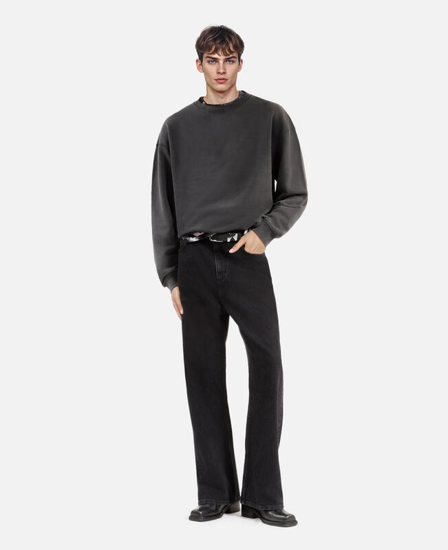 The Kooples HOMME BLACK WASHED sweatshirt avec serigraphie noir délavé