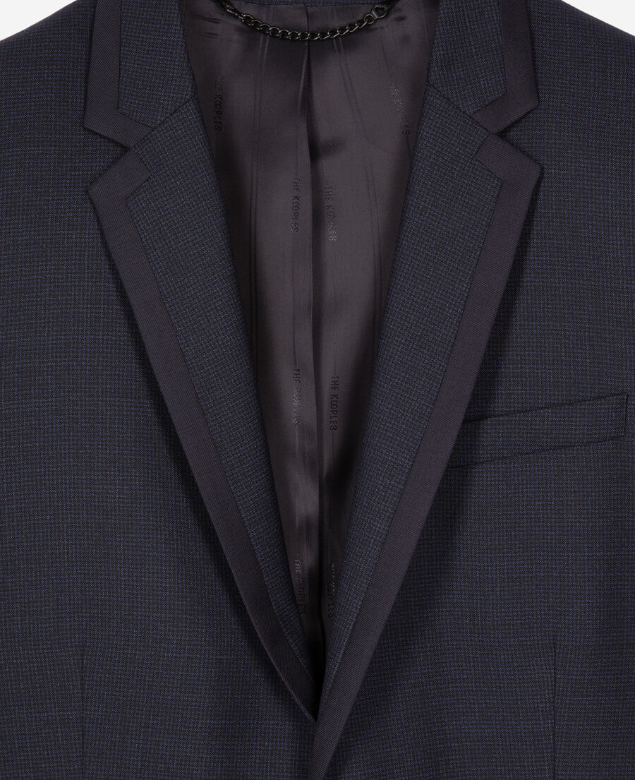 The Kooples HOMME NAVY veste de costume en laine pied de poule bleue