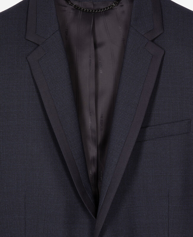 The Kooples HOMME NAVY veste de costume en laine pied de poule bleue
