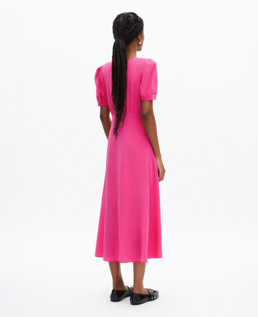 The Kooples FEMME FUSHIA robe longue avec boutonnage en soie rose