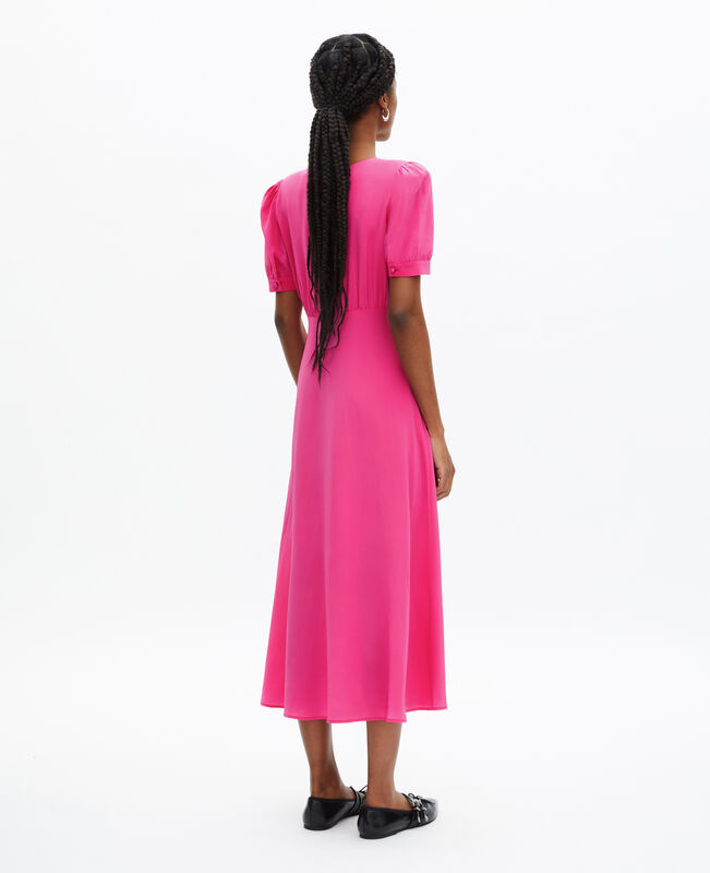 The Kooples FEMME FUSHIA robe longue avec boutonnage en soie rose