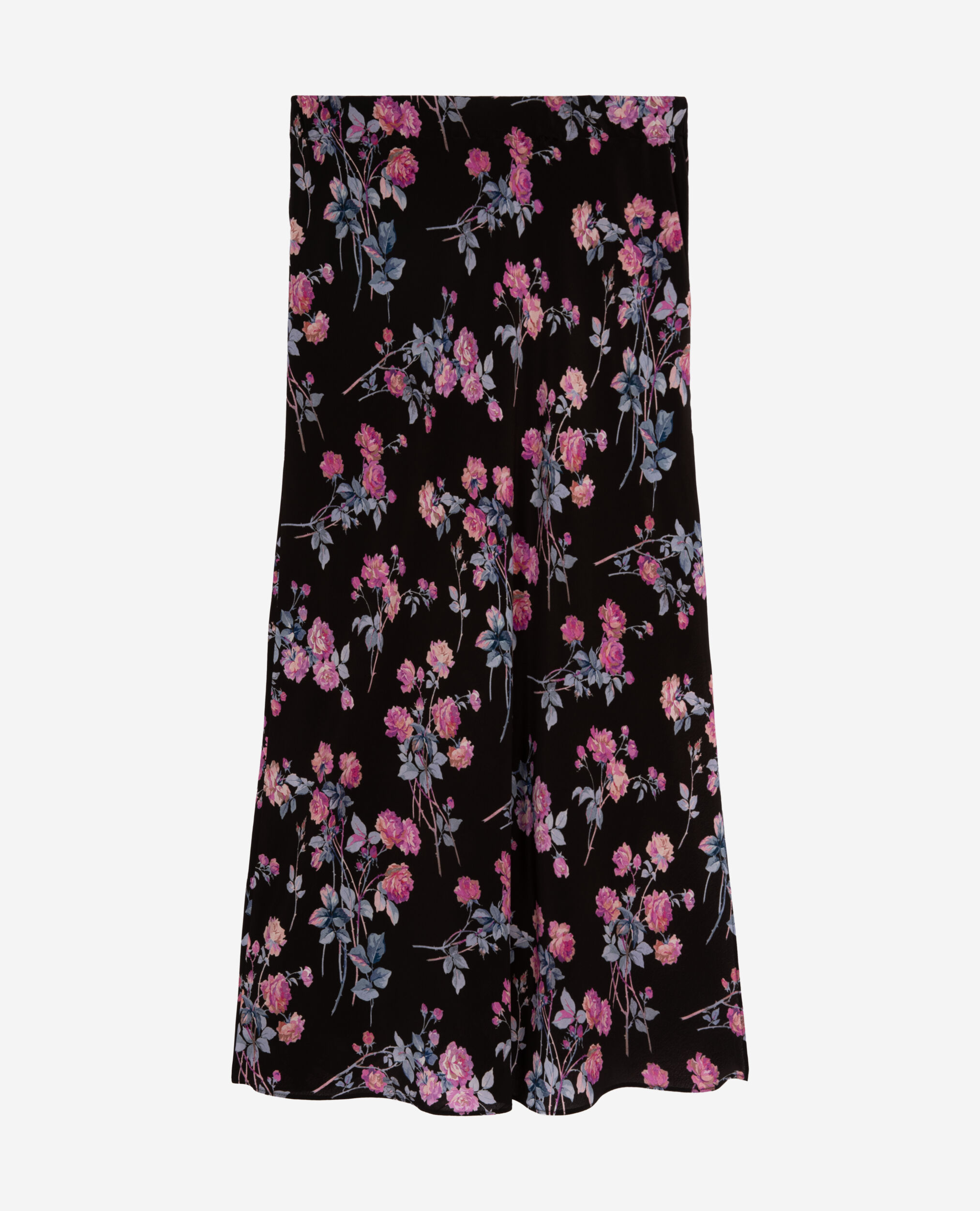 Jupe longue imprimé fleuri noire, BLACK / PINK, hi-res image number null