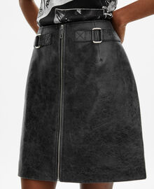 The Kooples FEMME BLACK STONE jupe courte zippée en cuir noire
