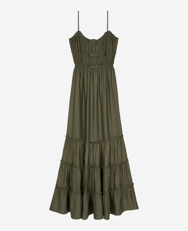 The Kooples FEMME KAKI STONE robe longue avec nœuds kaki