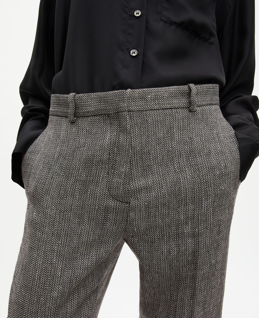 The Kooples WOMEN GREY grey wool and linen straight-leg tailored pants