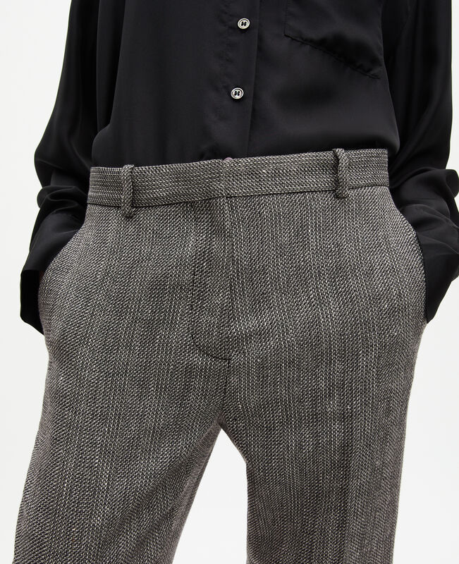 The Kooples FEMME GREY pantalon de tailleur droit en laine et lin gris