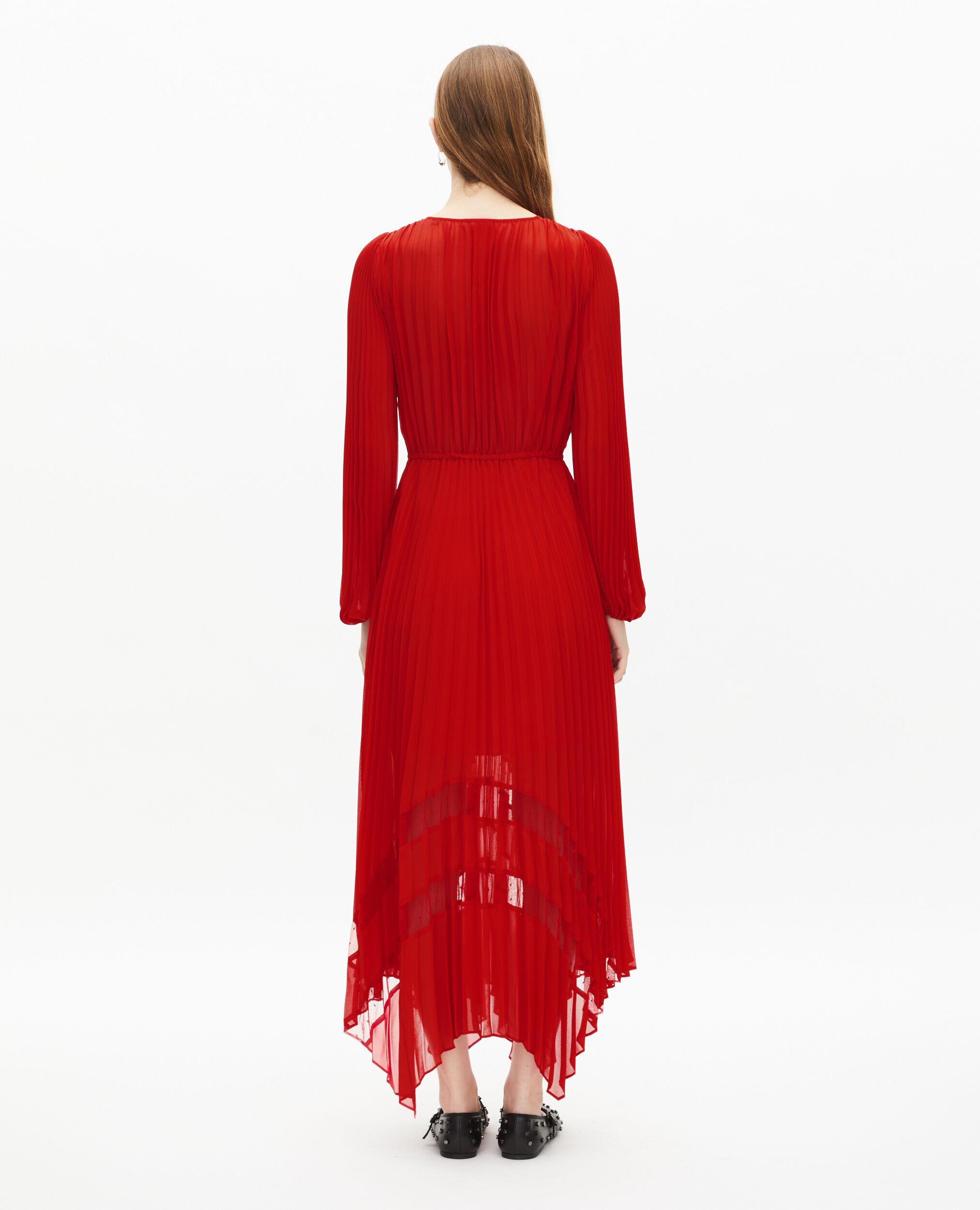 Robe longue plissée rouge, RED, hi-res image number null