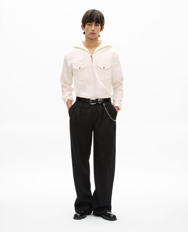 The Kooples HOMME ECRU chemise col vareuse écru