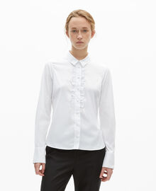 The Kooples FEMME WHITE chemise en popeline avec volants blanche