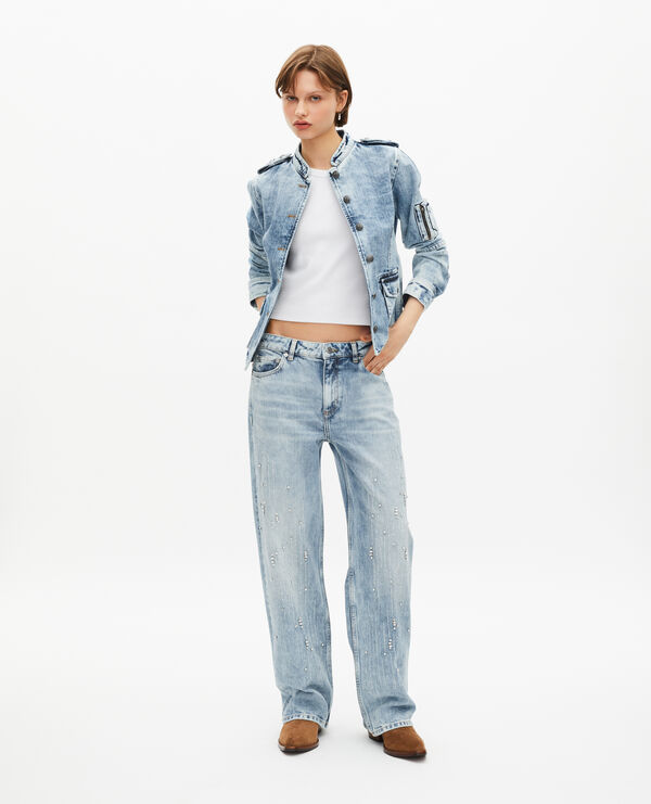 The Kooples FEMME BABY BLUE veste style officier en denim