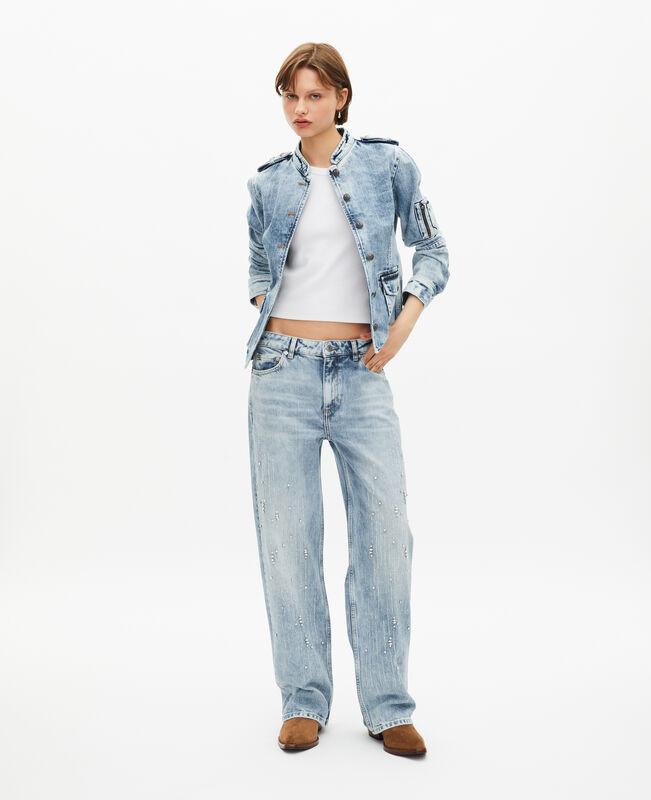 The Kooples FEMME BABY BLUE veste style officier en denim