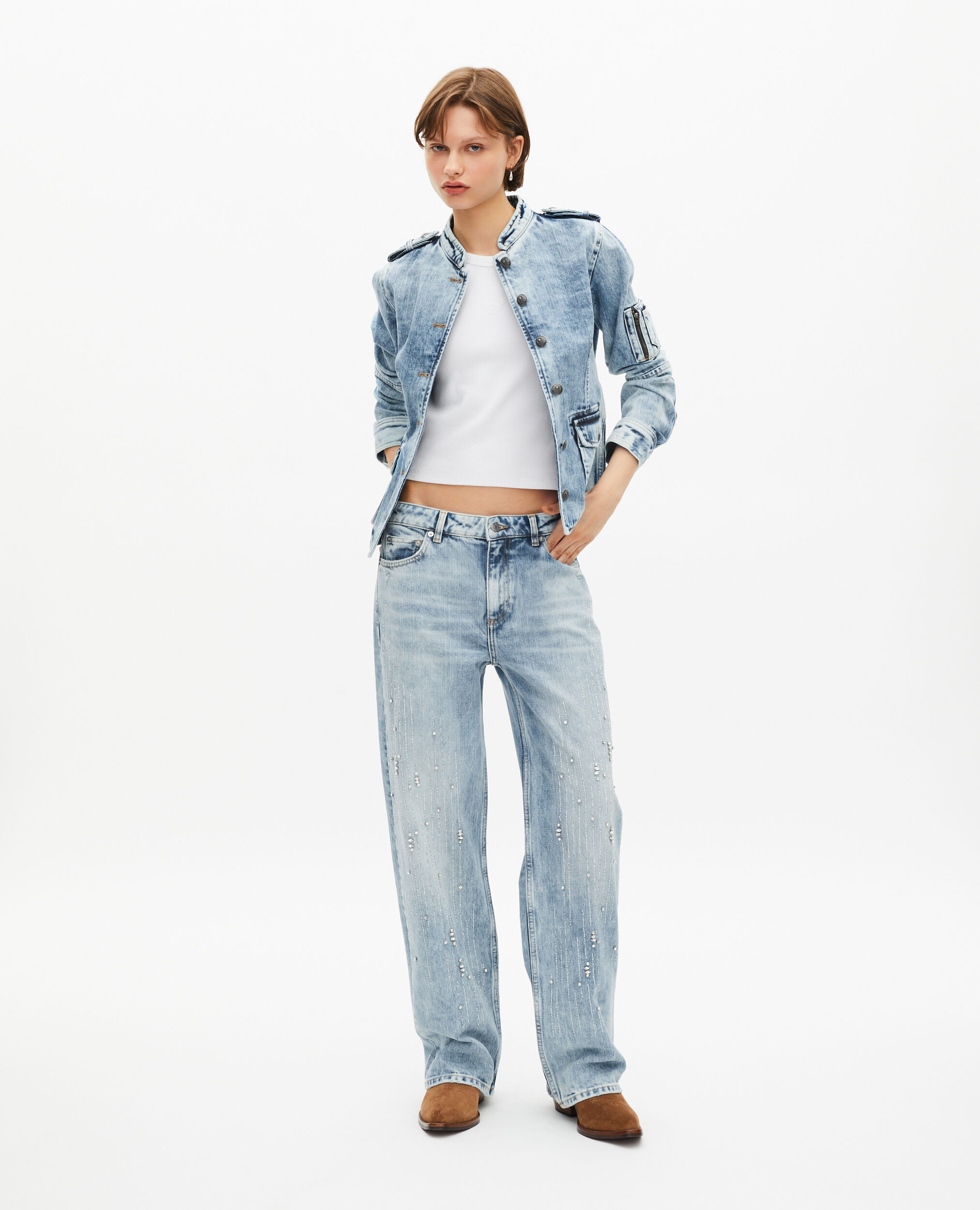 Veste style officier en denim, BABY BLUE, hi-res image number null