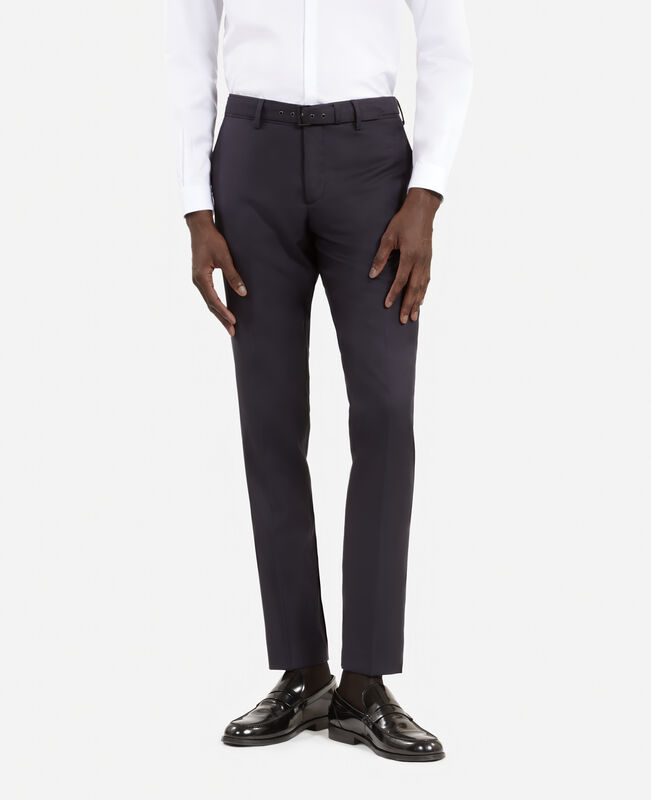 The Kooples HOMME DARK NAVY pantalon de costume en laine à ceinture intégrée bleu coupe ajustée