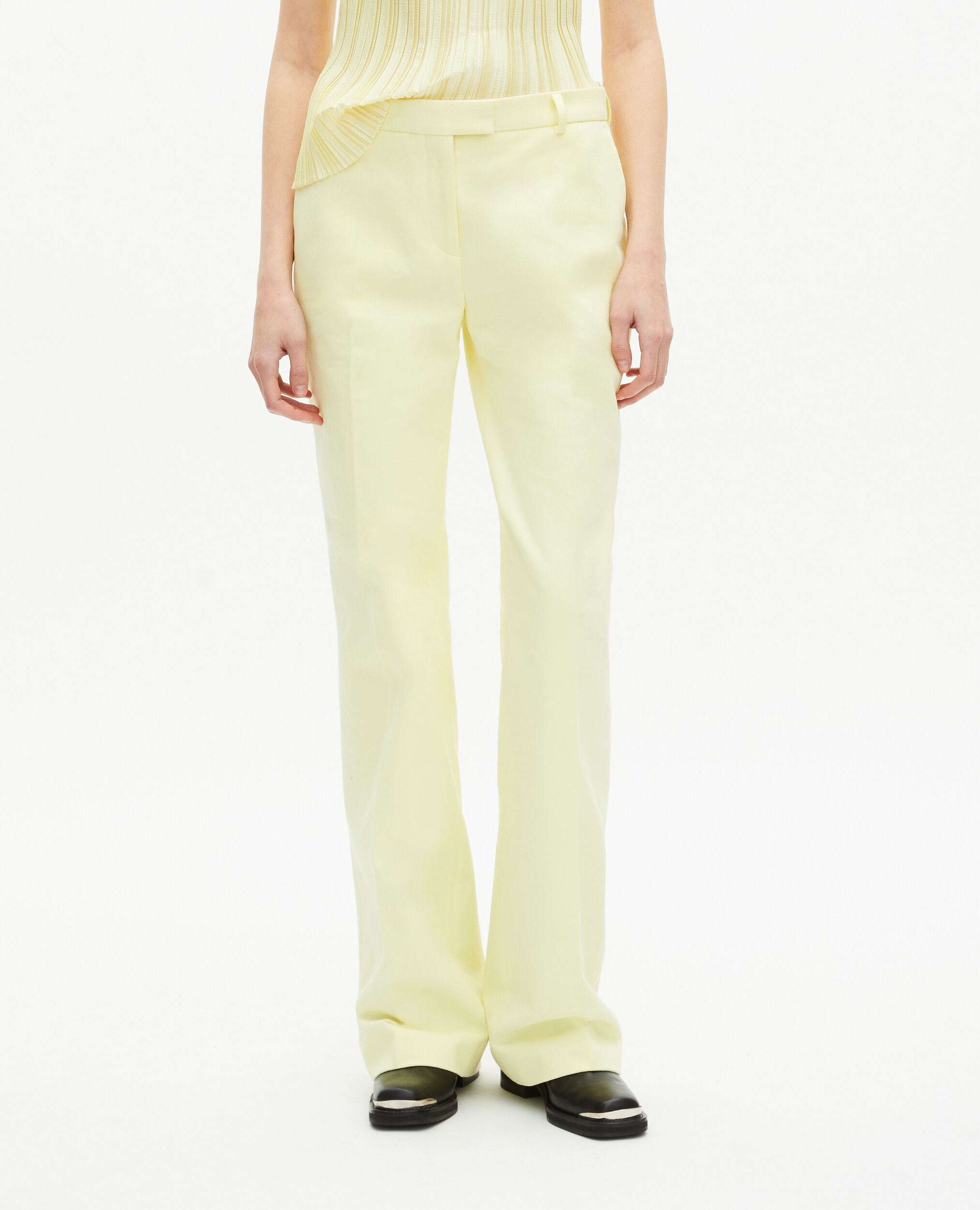 Pantalon costume en coton bleu, YELLOW, hi-res image number null