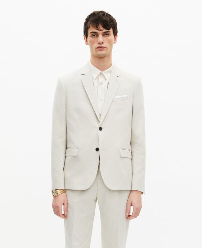 The Kooples HOMME ECRU veste de costume en coton - lin écrue